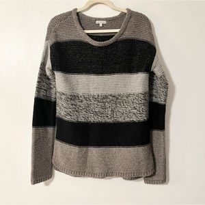 Calvin Klein Metallic Silver Charcoal Black Wool Blend Knit Sweater Women’s Sz S